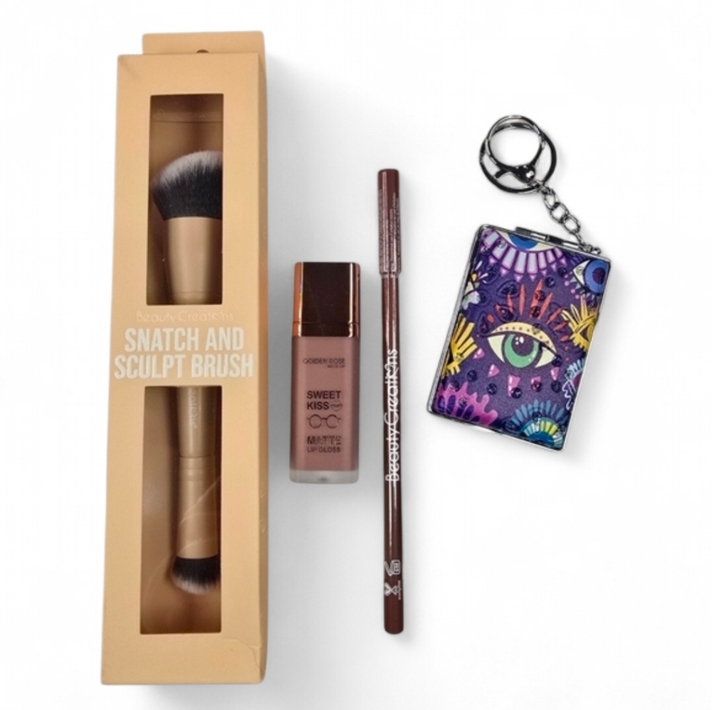 Beauty Creations Double Ended Brush‎ Eyeliner Lipgloss & Pocket Mirror Bundle